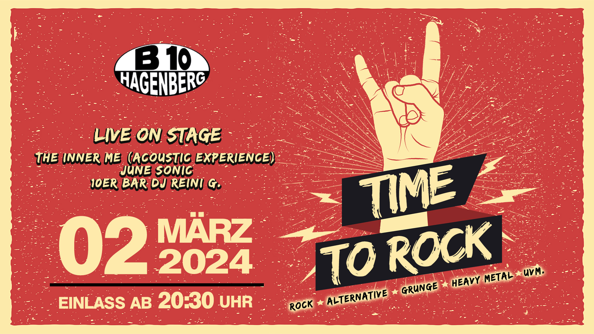 Time2Rock, Time 2 Rock, Rockevent, B10 Hagenberg, Rock in Hagenberg, 10er BAr, Musik,